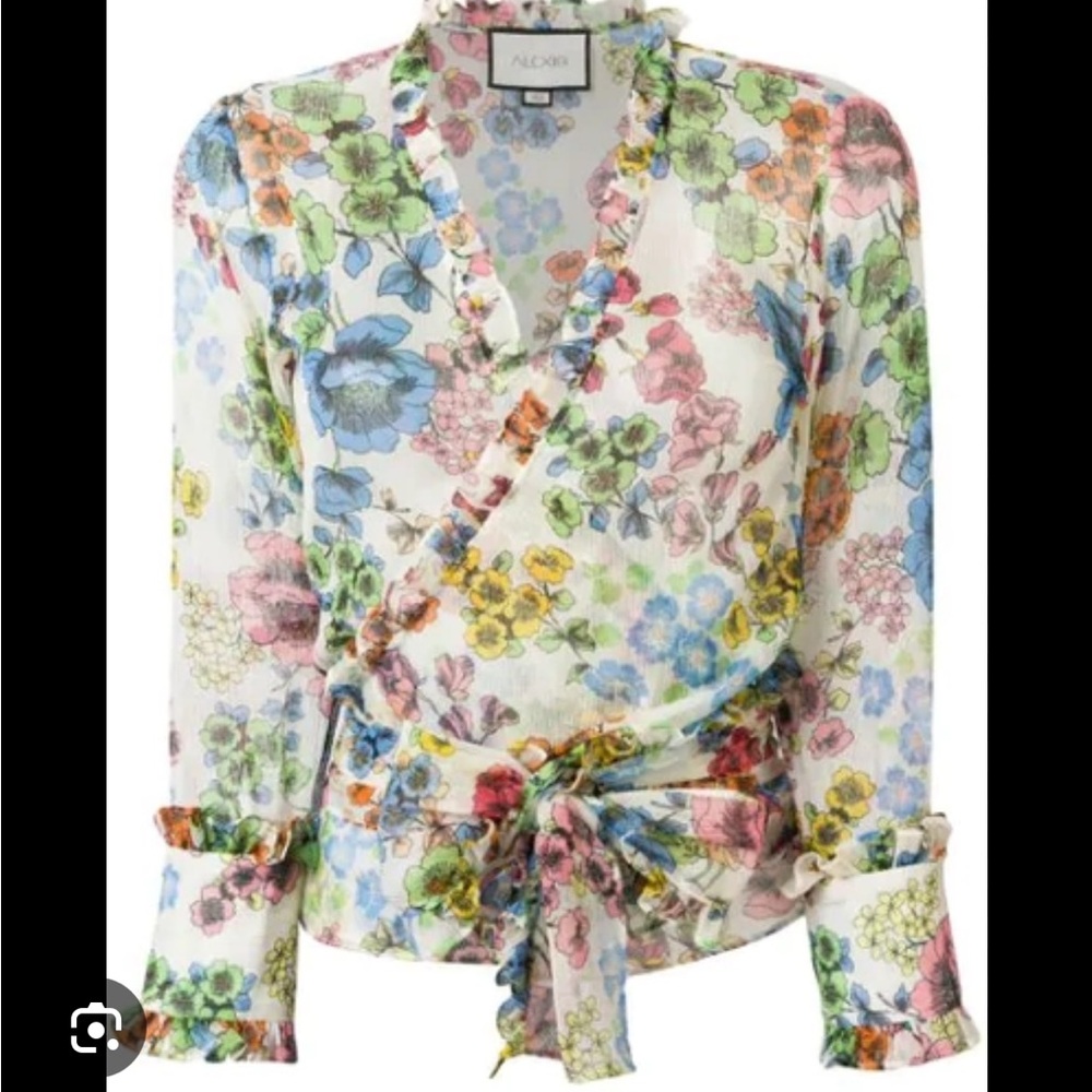 Alexis Missie Wrap Top in Eden Floral Ivory size XS